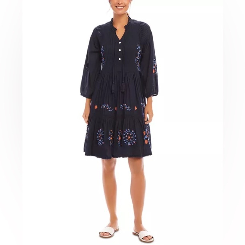 Karen Kane Embroidered Lace Trim Dress